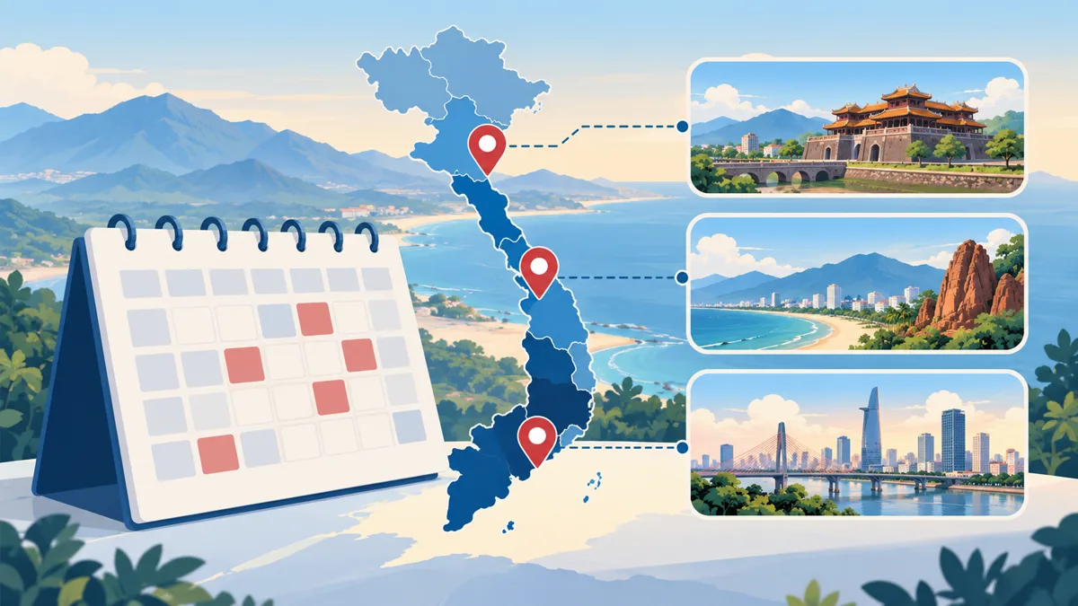 Lịch và các điểm đánh dấu khu vực để đối chiếu ngày và tỉnh mở thưởng